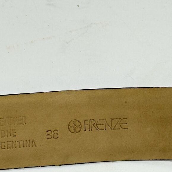 Vintage Firenze Leather Belt 36 Removable Nickel Silver Cow Buckle Argentina - Picture 12 of 16